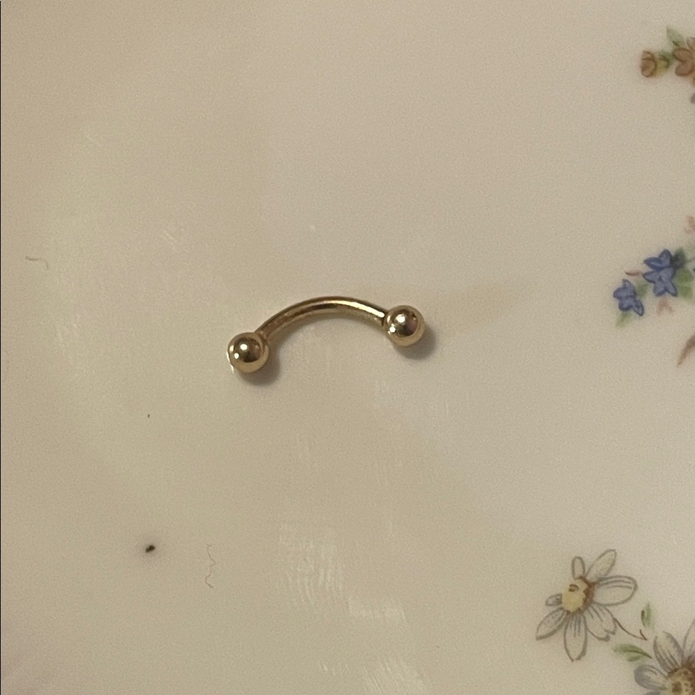 Gold Curved Barbell Nipple Ring - Gold